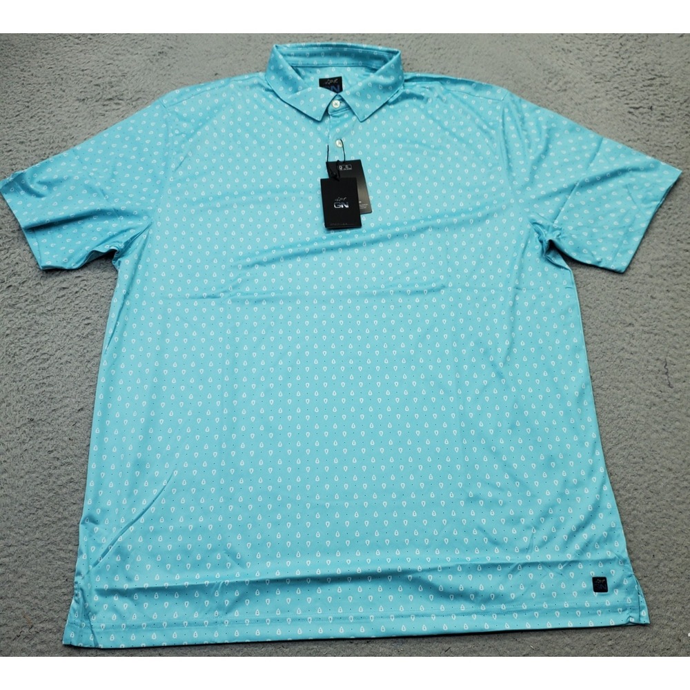 Greg Norman X-Lite Golf Performance Polo Shirt Men XL Multi Micro Print Play Dry